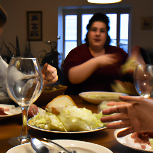 צילום של משפחה נהנית מארוחת שבת יחד, מבליט את שמחת האירוע ללא לחץ בבישול.
